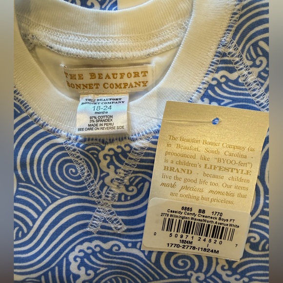 The Beaufort Bonnet Company Wilmington Waves Cassidy Comfy Crewneck 18-24 NWT - Picture 4 of 4